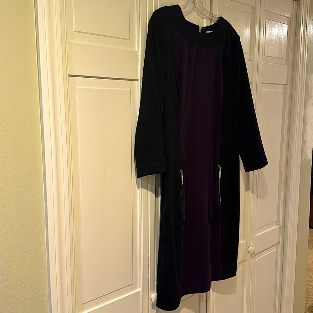 Color-blocked day to evening dress